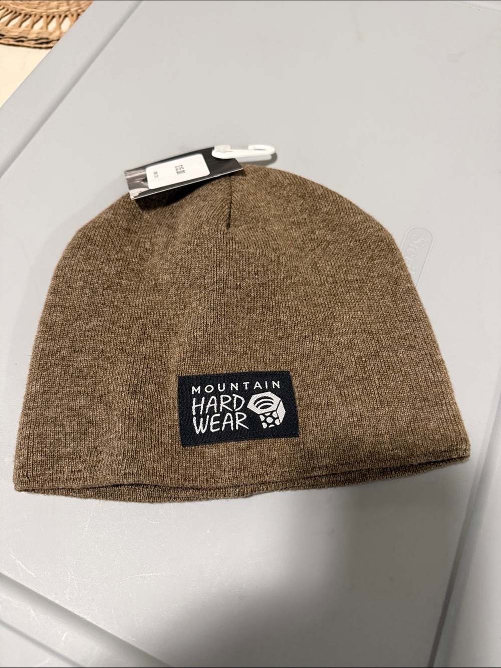 Mountain Hardwear Olive Brown Knit Beanie with Logo Patch